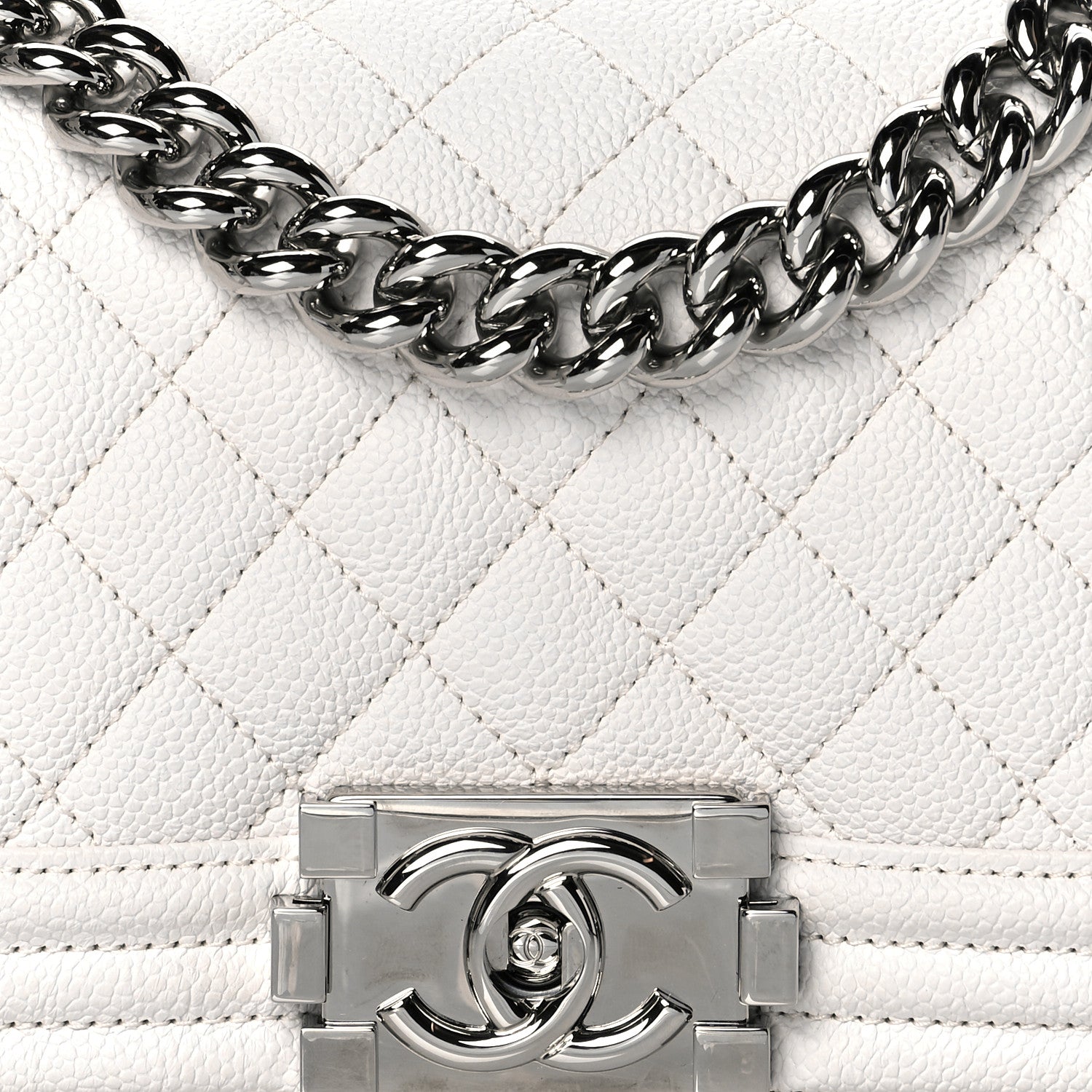 Chanel Caviar Quilted Small Boy Flap White 7 of 10