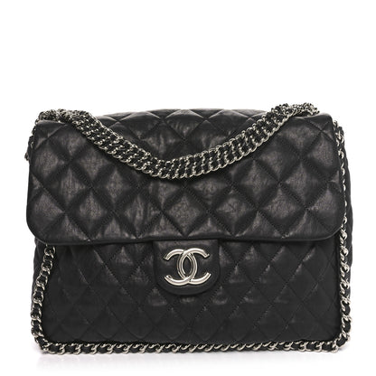 Chanel Washed Lambskin Quilted Maxi Chain Around Flap Black 1 of 10
