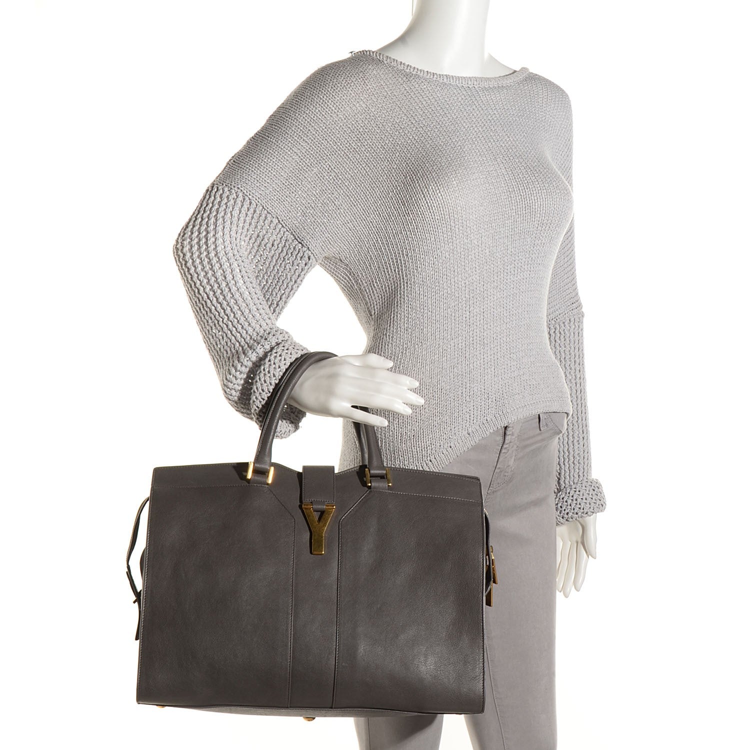 Saint Laurent Sheepskin Large Cabas ChYc Grey 2 of 8