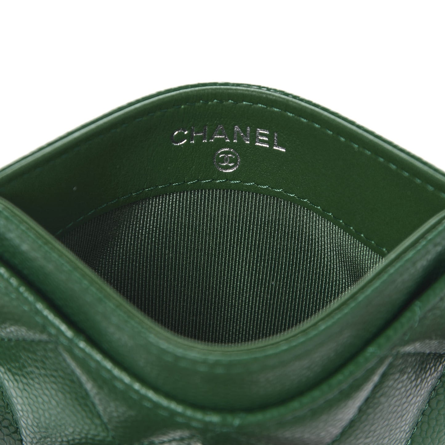 Caviar Quilted Card Holder Green