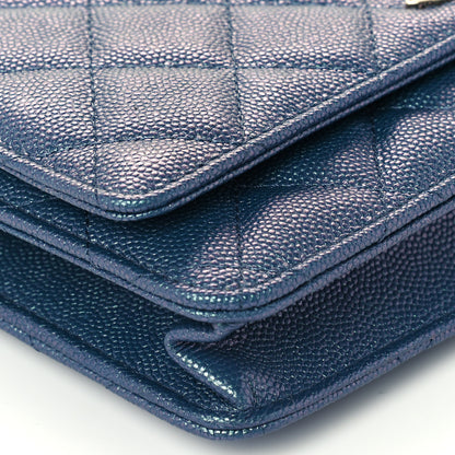 Chanel Iridescent Caviar Quilted Wallet On Chain WOC Dark Blue 8 of 10