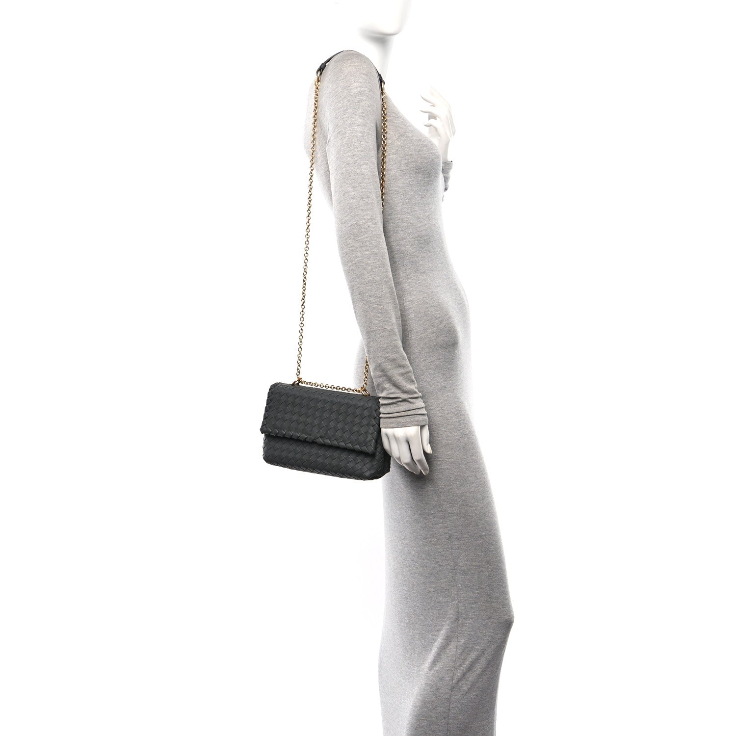 Bottega Veneta Nappa Intrecciato Baby Olimpia Shoulder Bag Steel 2 of 11