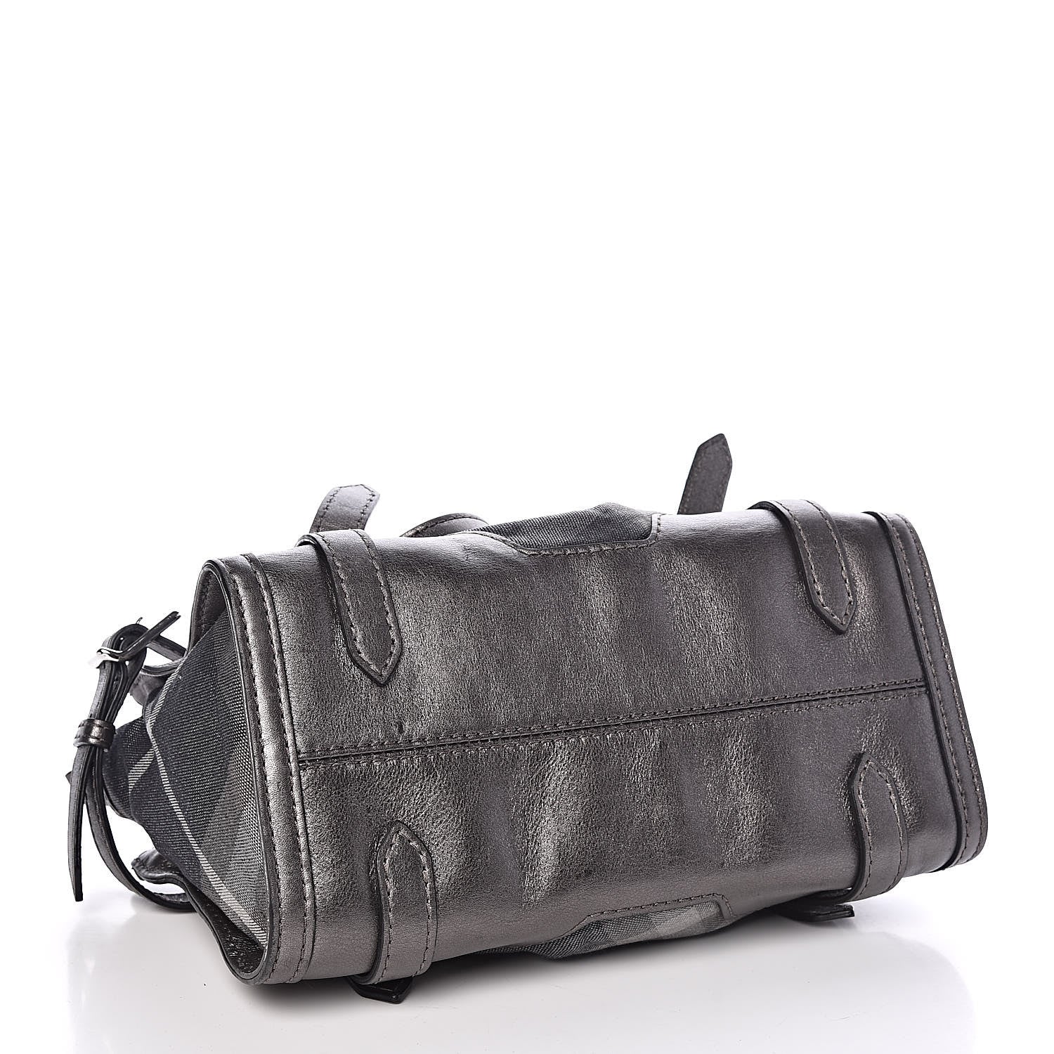 Burberry Shimmer Check Pilgrim Satchel Pewter 4 of 13