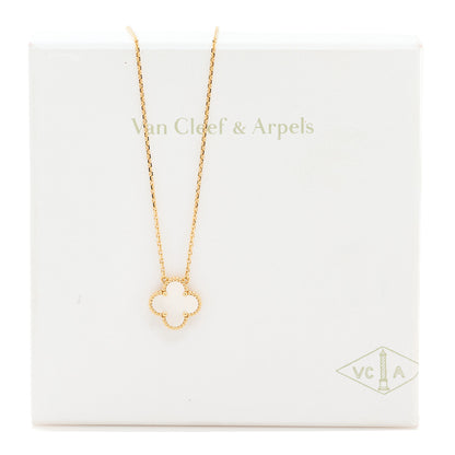 Van Cleef & Arpels 18K Yellow Gold Mother of Pearl Vintage Alhambra Pendant Necklace 5 of 5