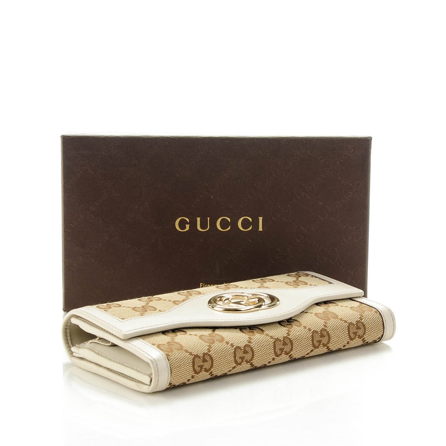 Monogram Margaux Calfskin Sukey Continental Wallet Beige Ebony Mystic White