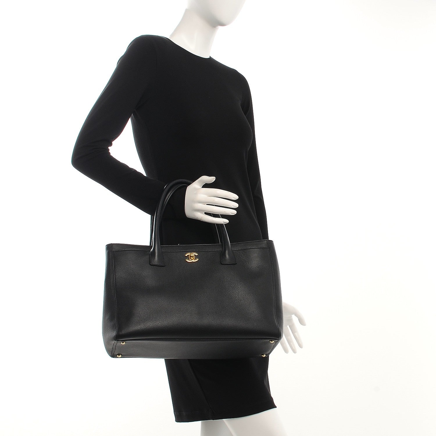 Chanel Calfskin Cerf Shopper Tote Black 3 of 9