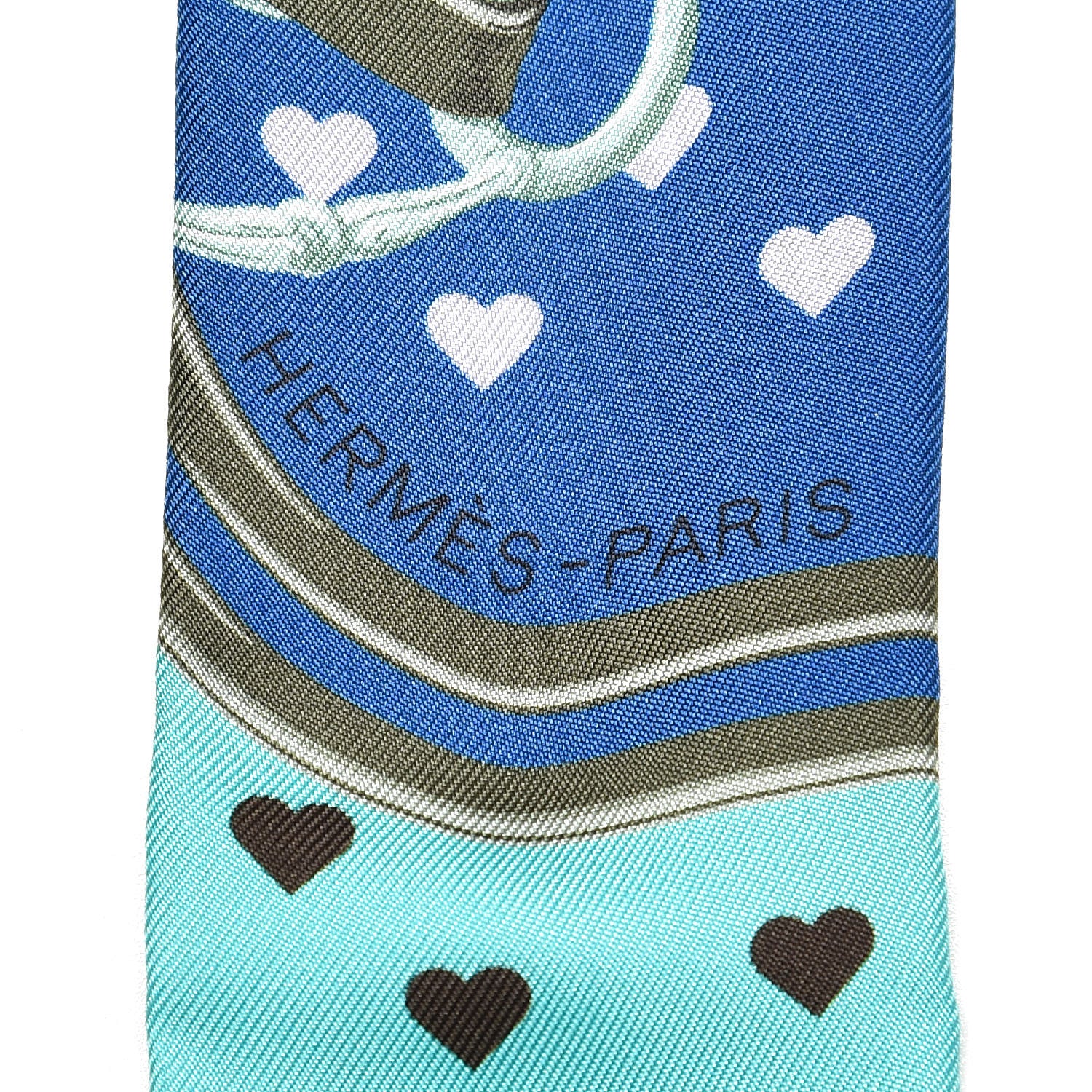 Hermes Silk Brides De Gala Love Twilly Cobalt Kaki Turquoise 4 of 6