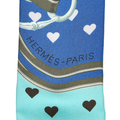 Hermes Silk Brides De Gala Love Twilly Cobalt Kaki Turquoise 4 of 6