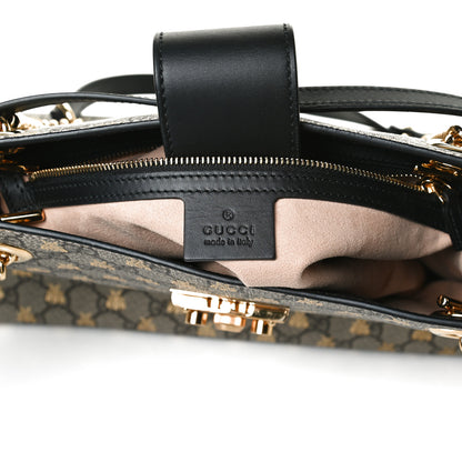 Gucci GG Supreme Monogram Bees Medium Padlock Tote Beige Oro Black 6 of 16
