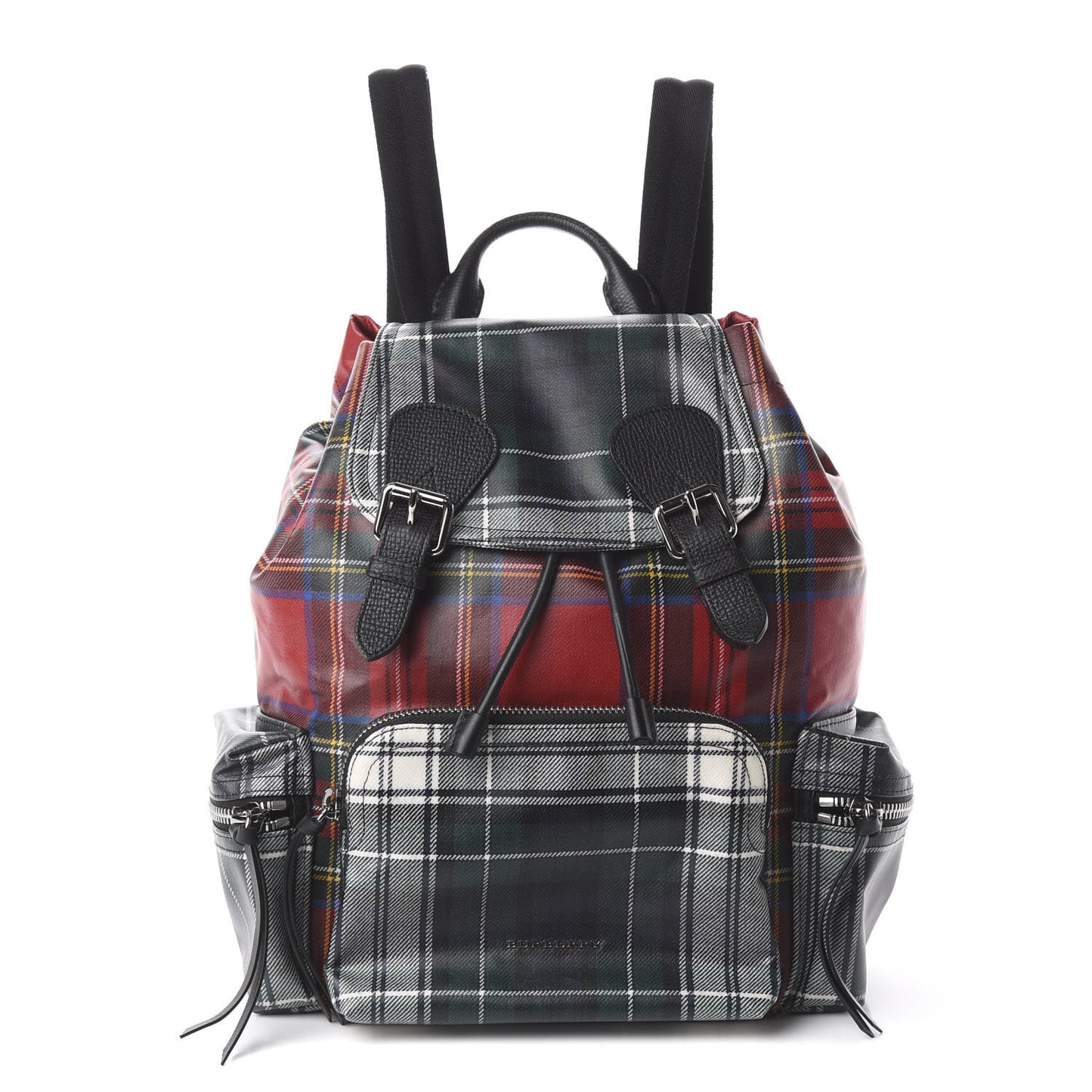 Laminated Tartan Patchwork Medium Rucksack Backpack Military Red
