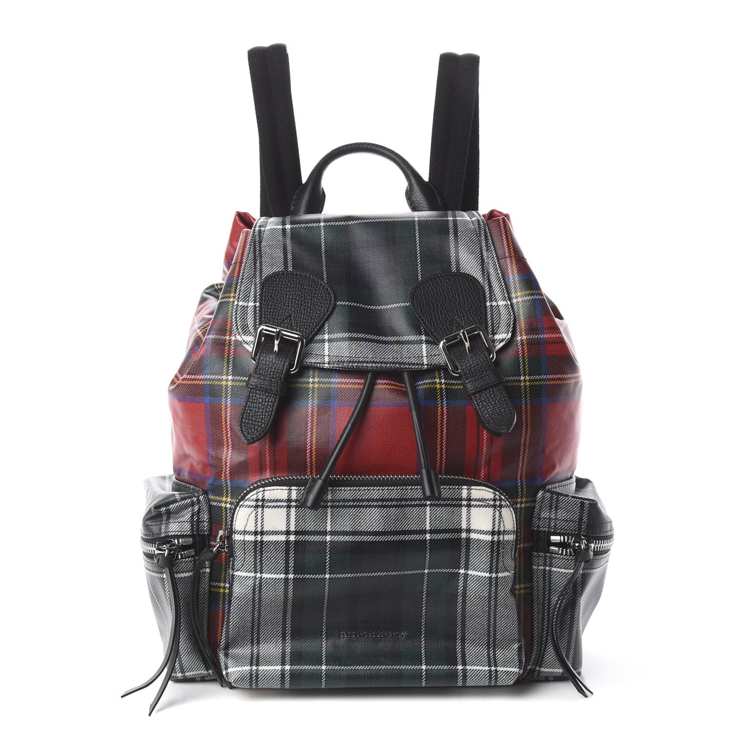 Burberry Laminated Tartan Patchwork Medium Rucksack Backpack Military Red 1 of 9