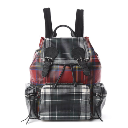 Burberry Laminated Tartan Patchwork Medium Rucksack Backpack Military Red 1 of 9