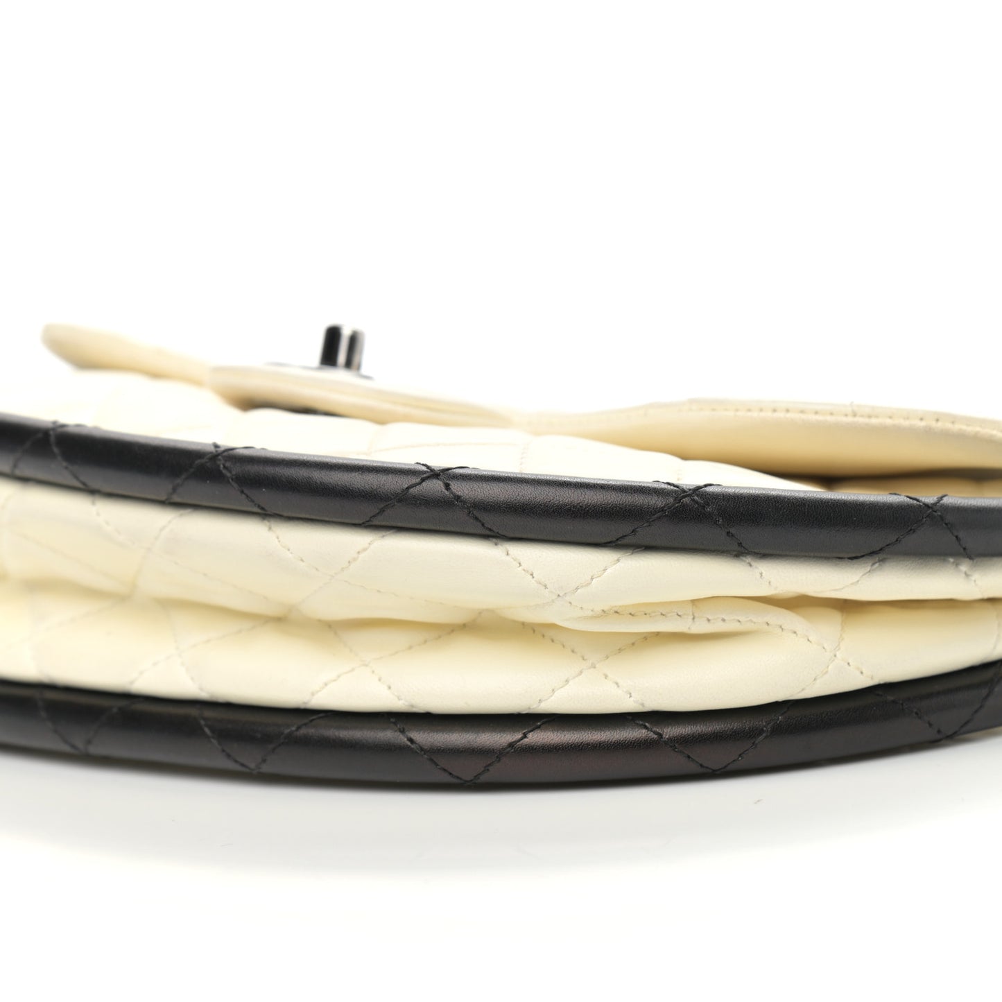 Lambskin Quilted Small Hula Hoop Flap Ivory