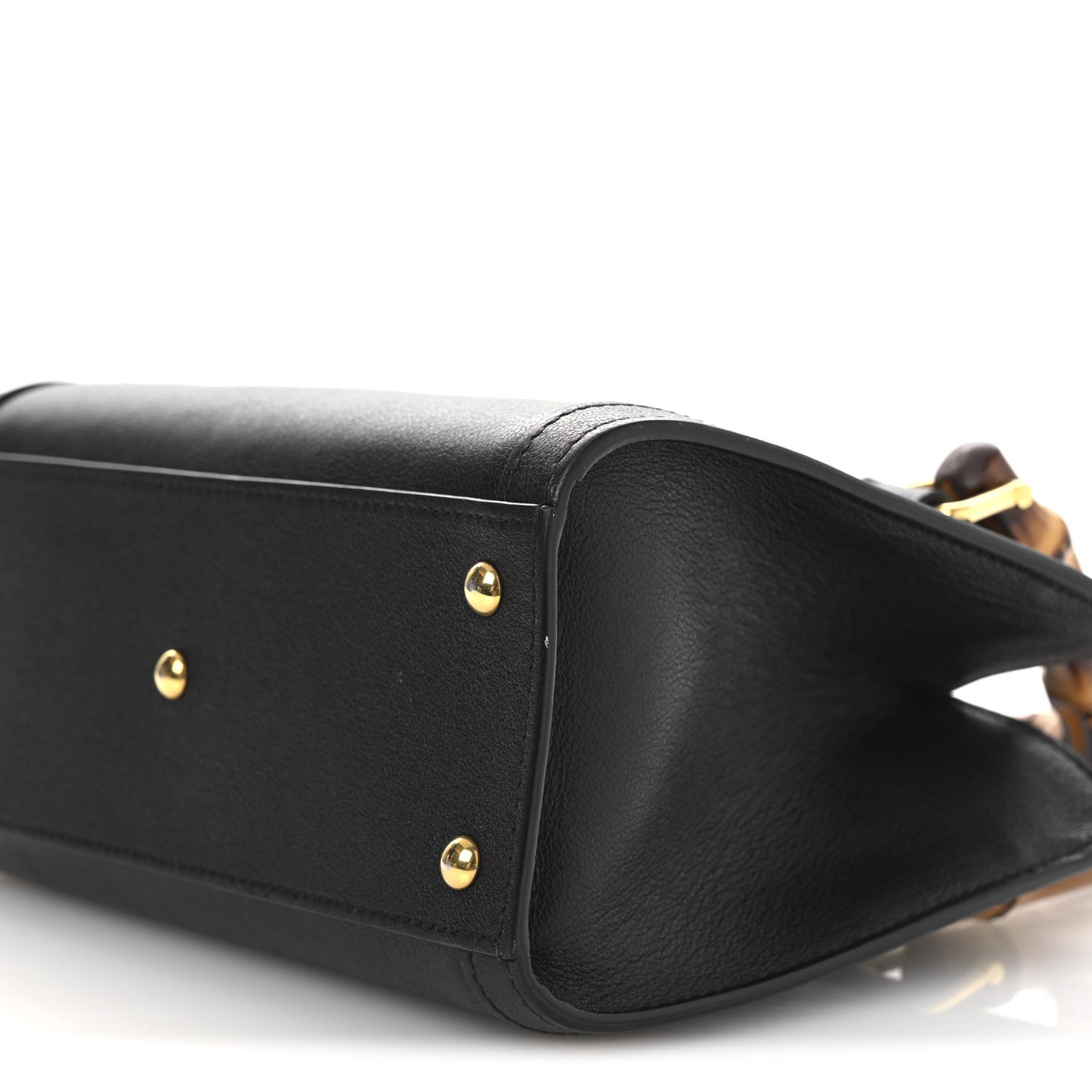 Wonka Grain Calfskin Mini Diana Tote Bag Black Yellow Fluo