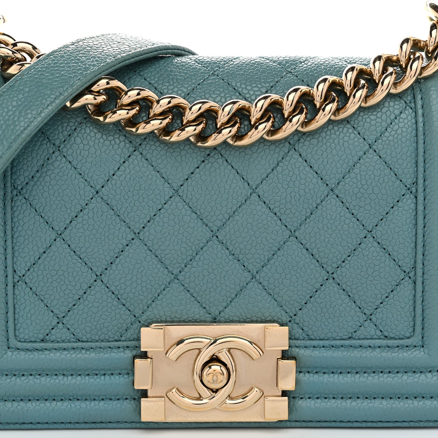 Caviar Quilted Small Boy Flap Light Blue