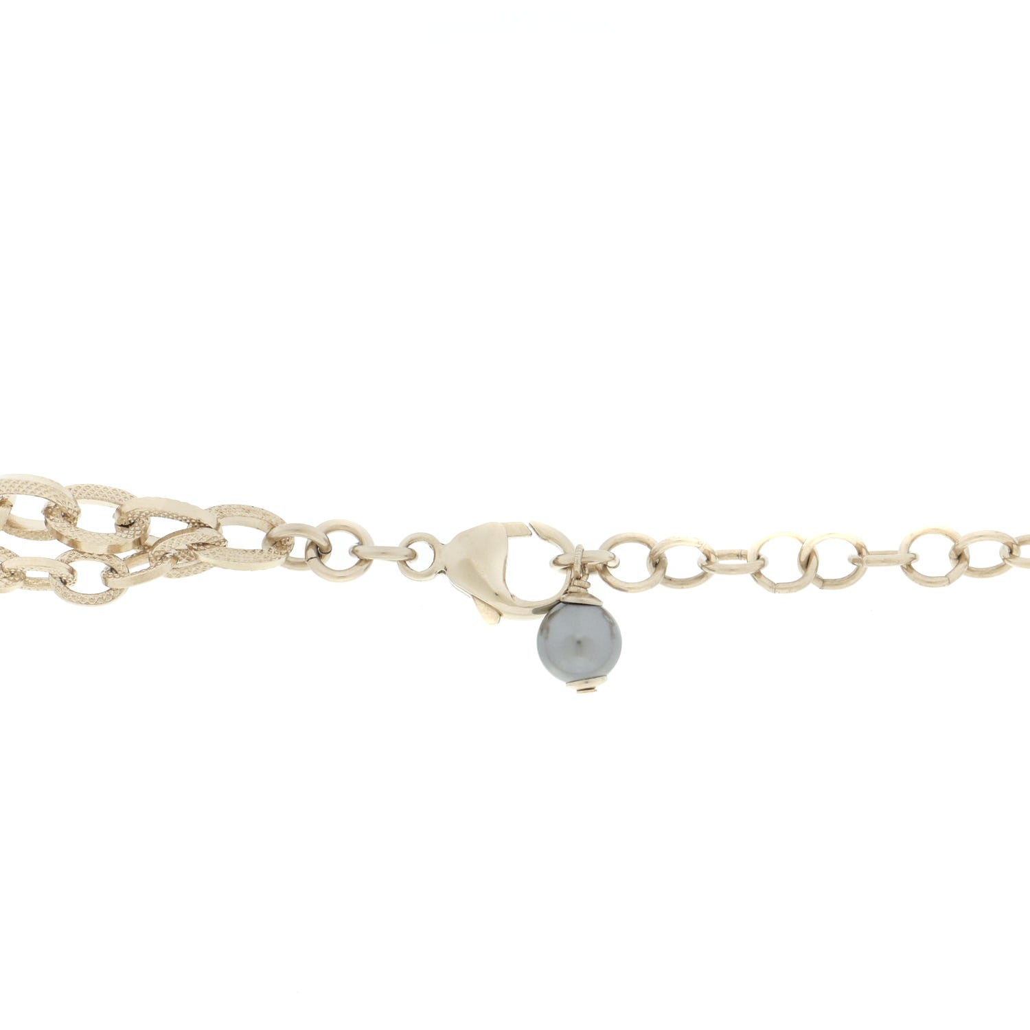 Chanel Crystal Pearl Nefertiti CC Double Chain Pendant Necklace Gold Dark Grey 6 of 6