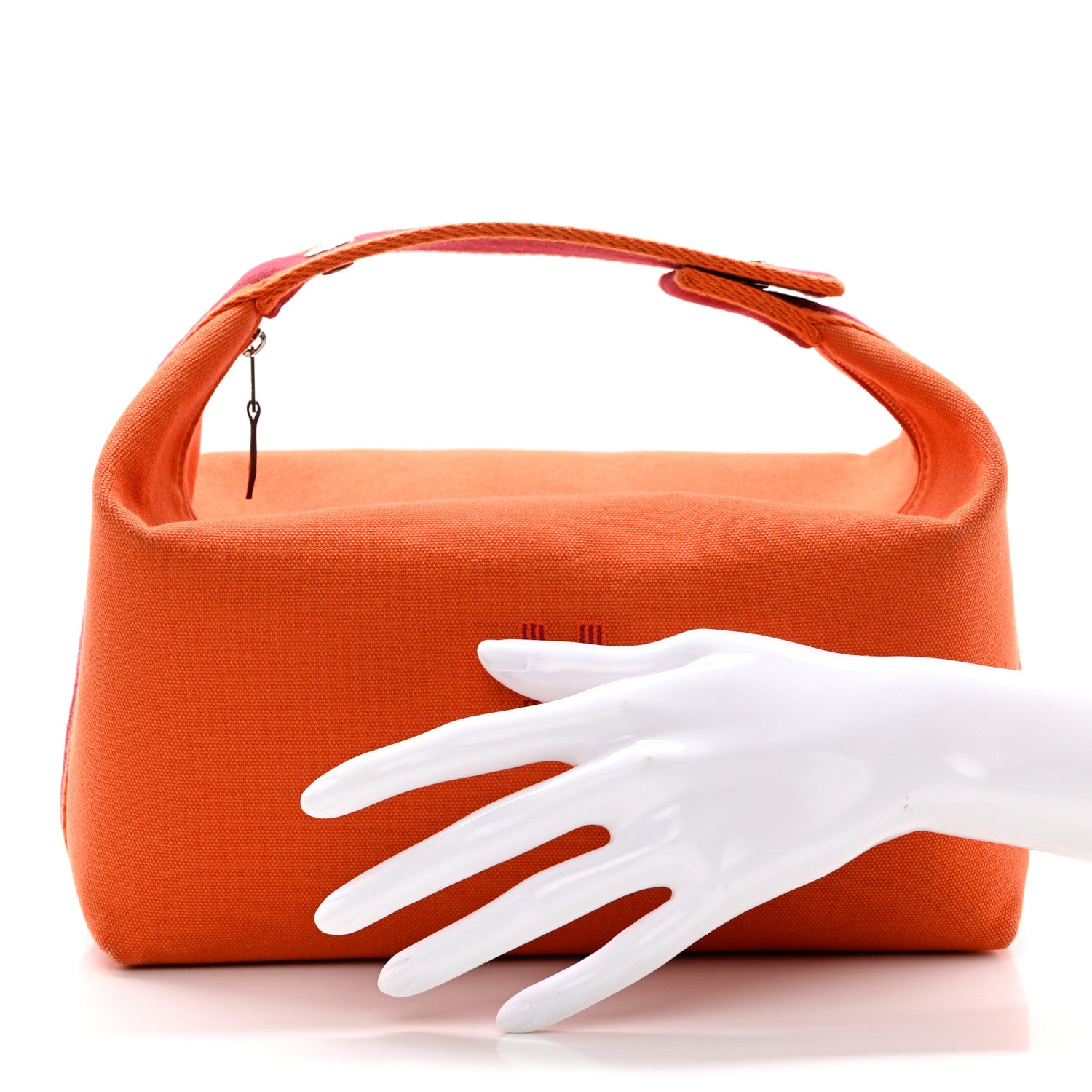 Hermes Canvas Large Bride-A-Brac Pouch Orange Feu Burgundy 3 of 12