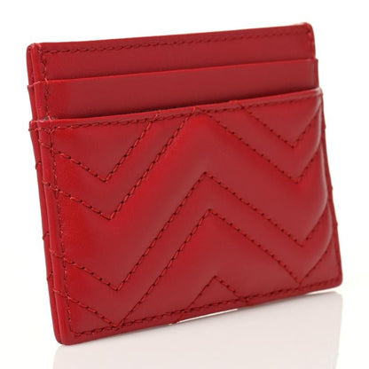 Gucci Calfskin Matelasse GG Marmont Card Holder Hibiscus Red 3 of 7