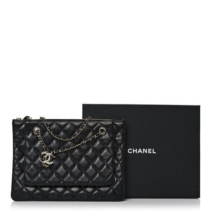 Chanel Shiny Lambskin Quilted Medium Double Case With Strap Black 10 of 10
