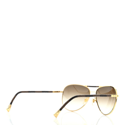 Louis Vuitton Damier Ebene Conspiration Pilote Aviator Sunglasses Z0202U Gold 4 of 7
