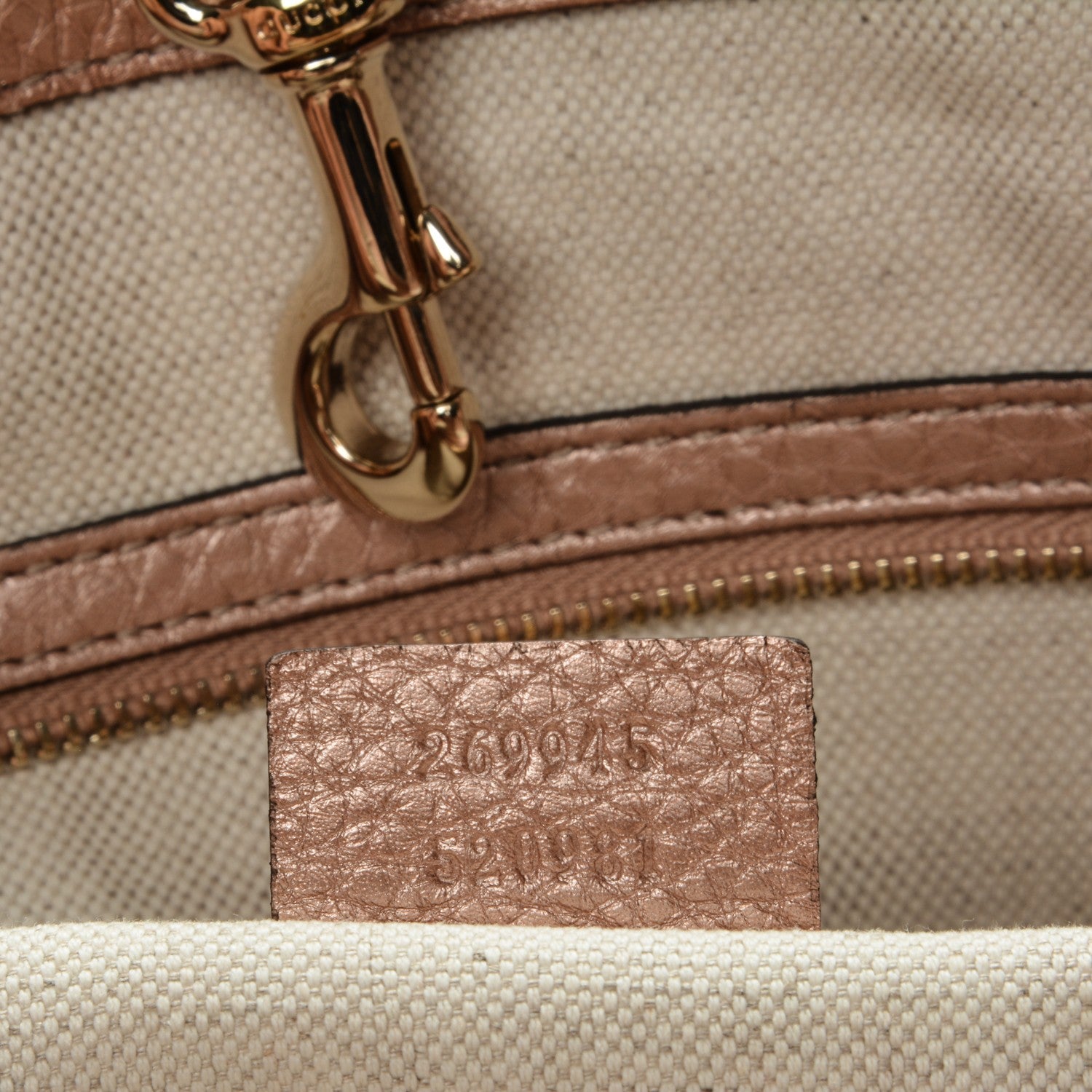 Gucci Metallic Pebbled Calfskin Medium Bella Tote Pink 7 of 7