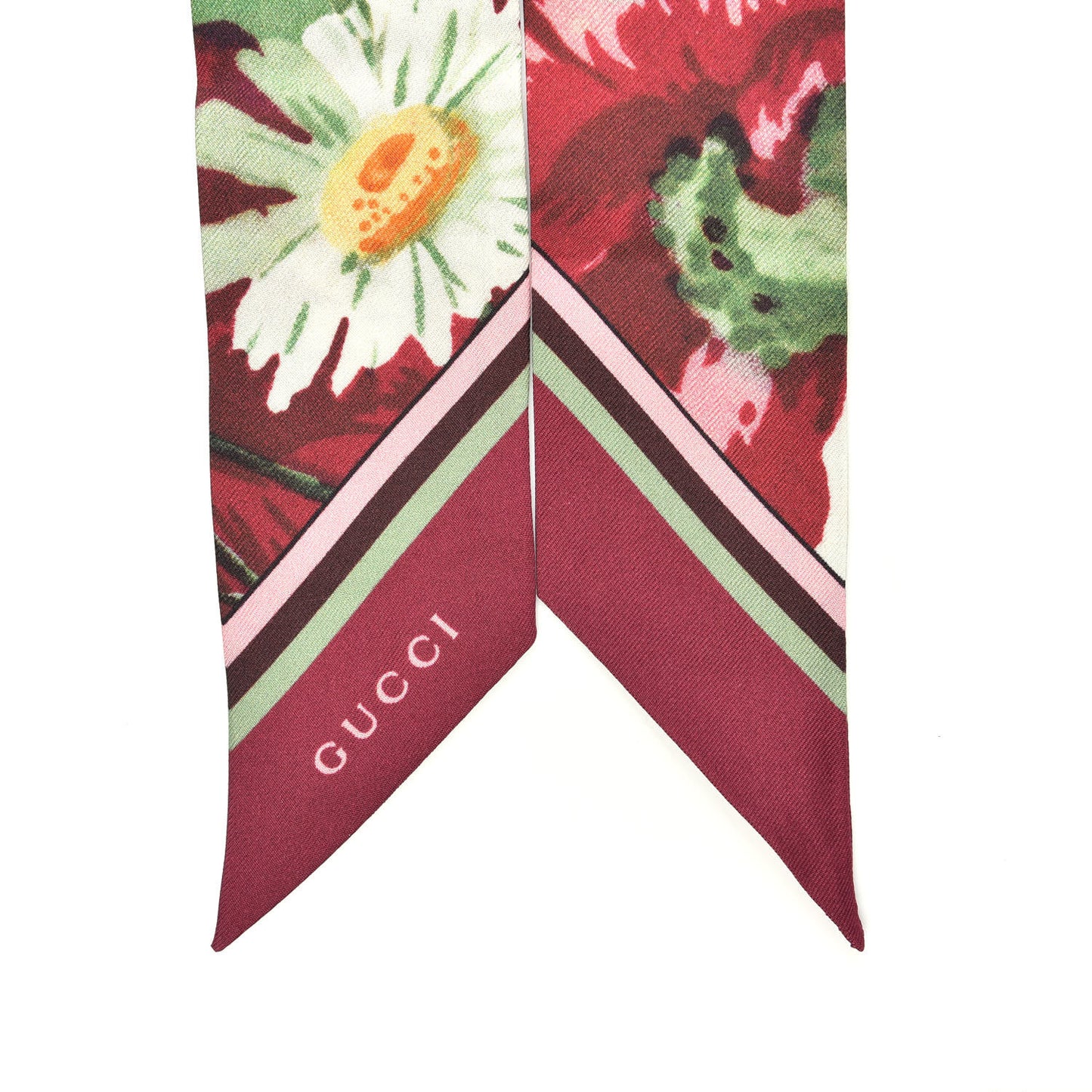 Silk Twill Floral Neck Bow White