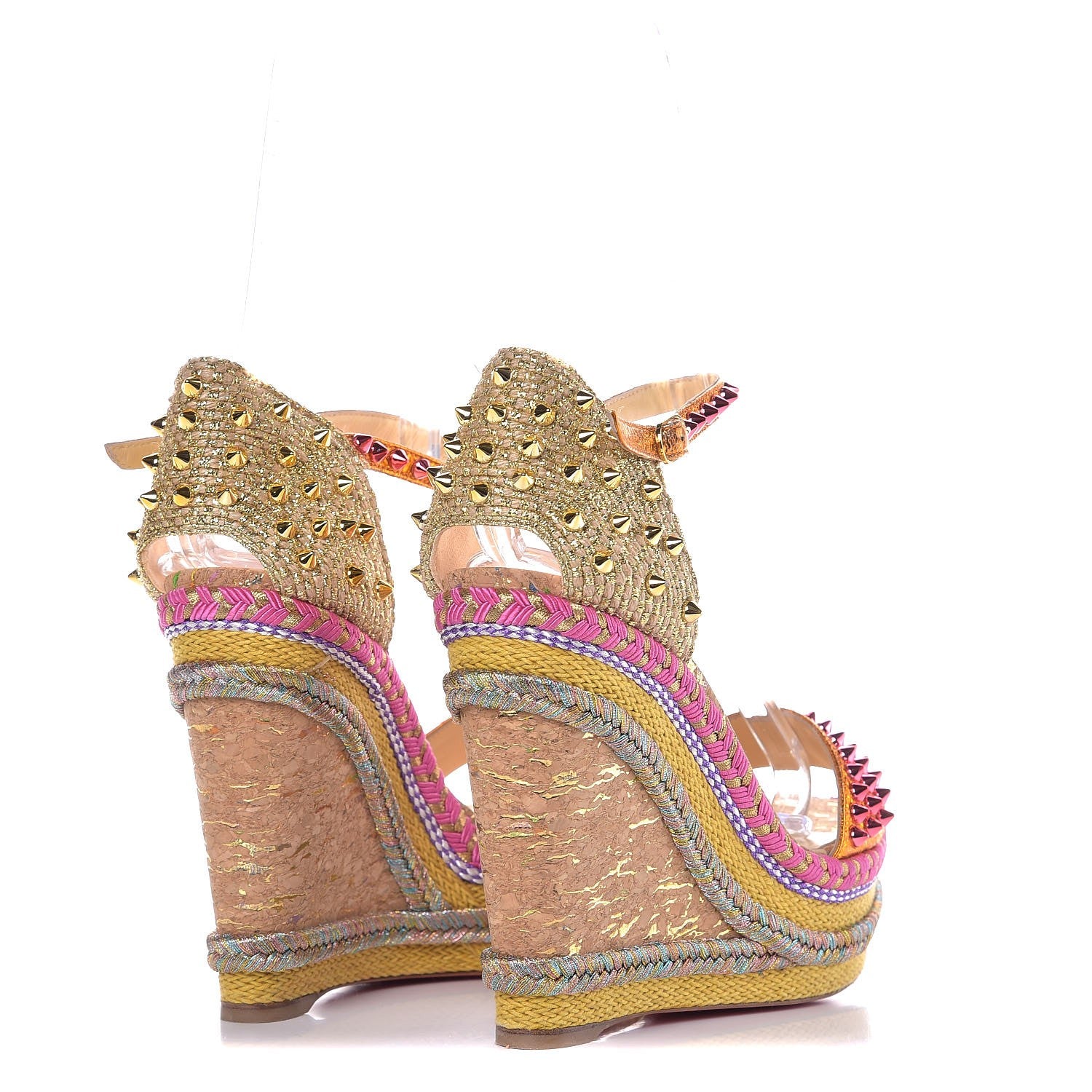 Christian Louboutin Nappa Pepite Liege Lame Madmonica 120 Wedge Sandals 40 Full Moon 4 of 7