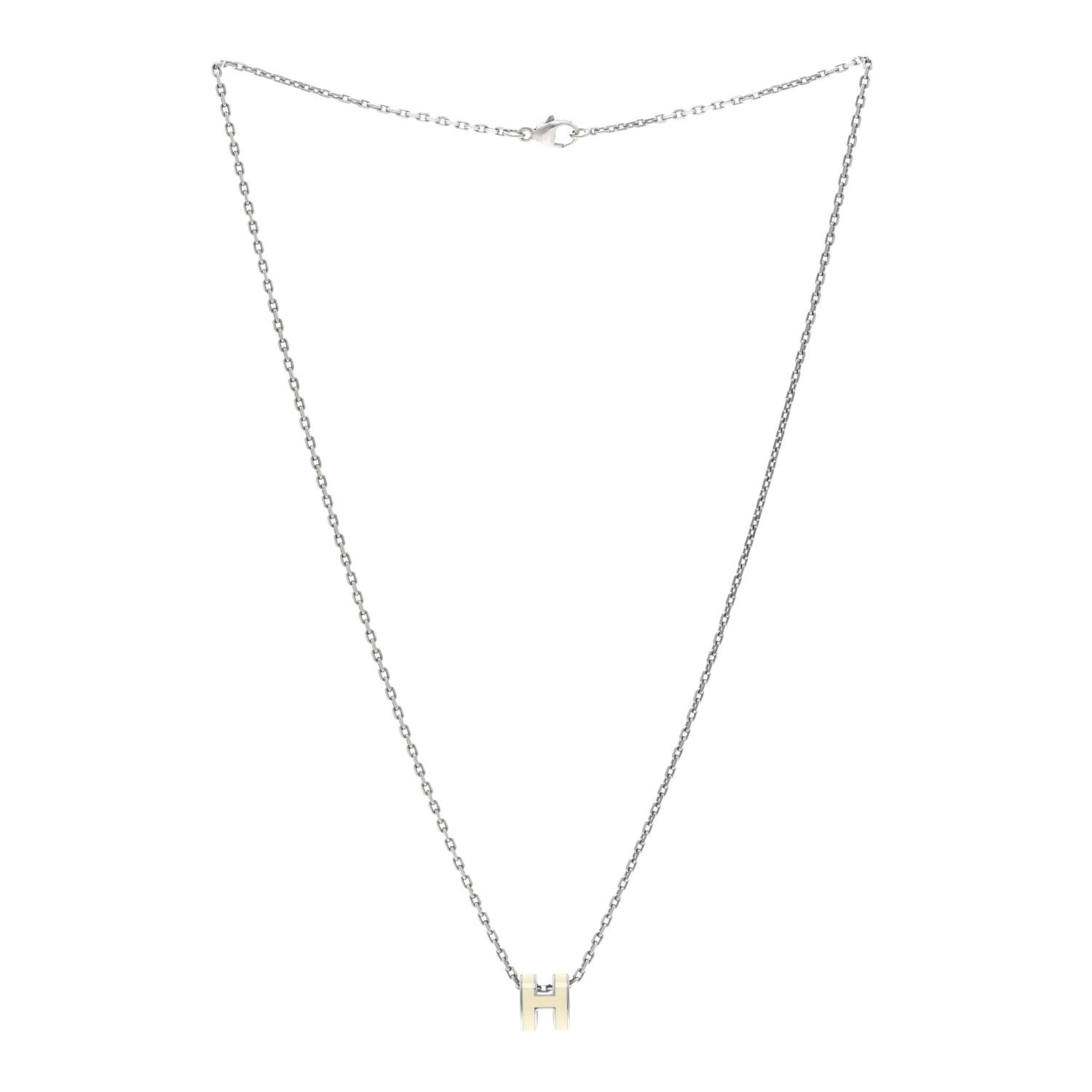 Hermes Lacquered Palladium Mini Pop H Pendant Necklace White 3 of 5