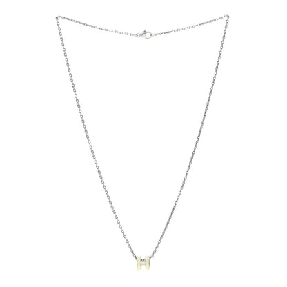Hermes Lacquered Palladium Mini Pop H Pendant Necklace White 3 of 5