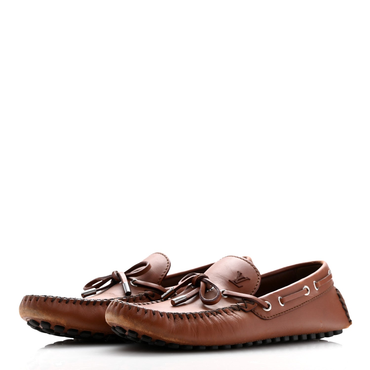 Louis Vuitton Calfskin Mens Arizona Car Shoe Moccasin Loafers 8 Brown 4 of 13