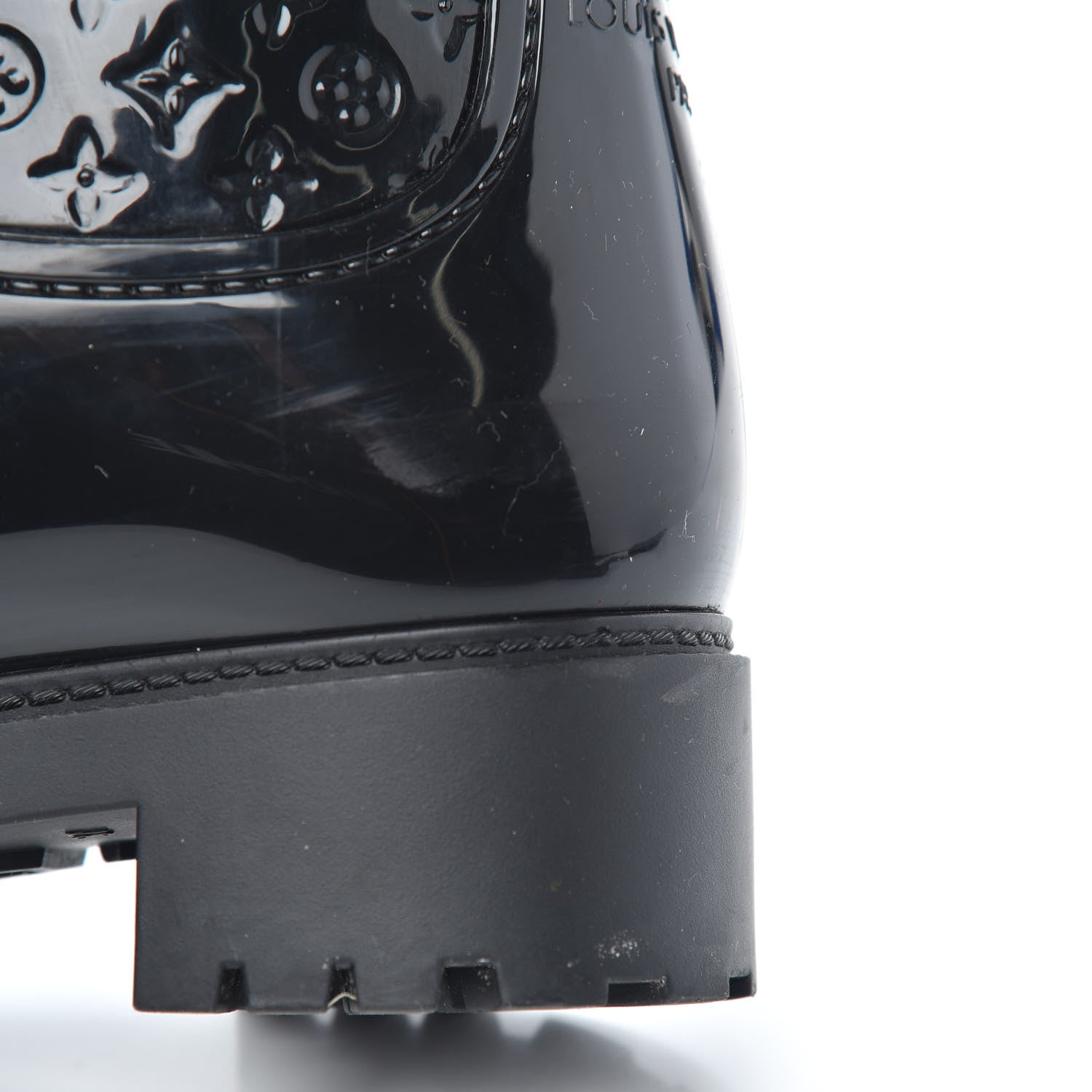 Louis Vuitton Rubber Embossed Monogram Splash Rain Boots 37 Black 8 of 9