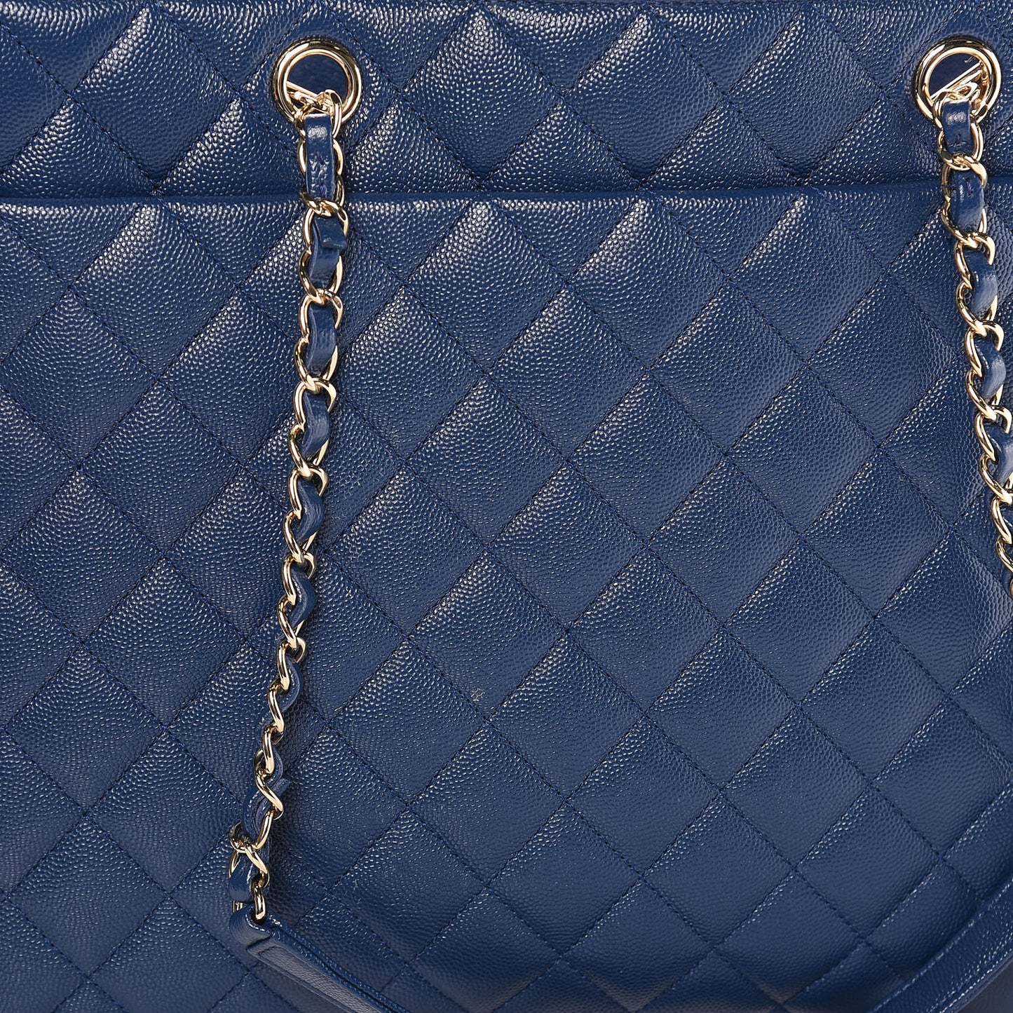 Caviar Quilted Large Classic Shopping Tote Blue