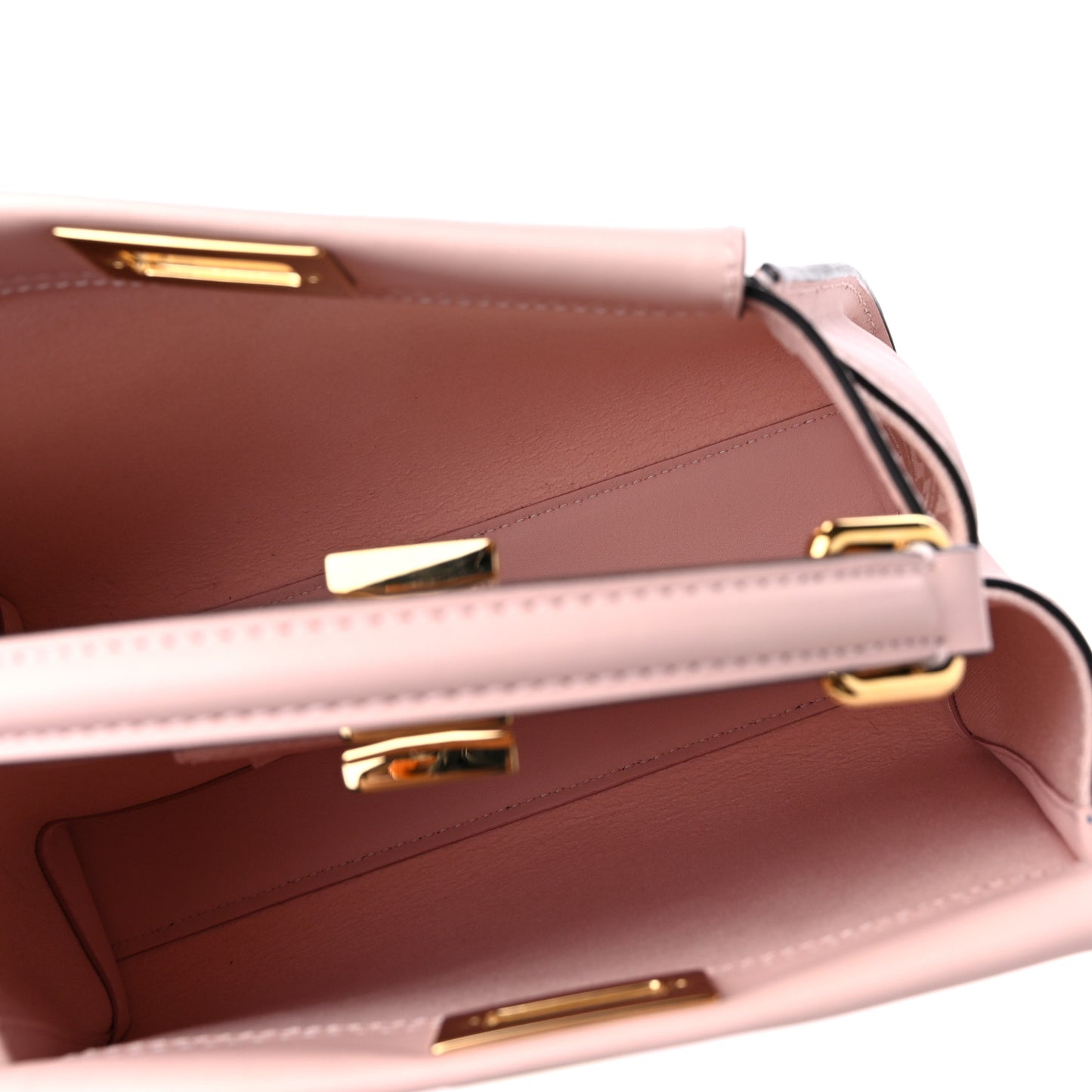 Vitello Seta Canvas FF Embroidered Mini Peekaboo Iconic Satchel Rosa Confetto