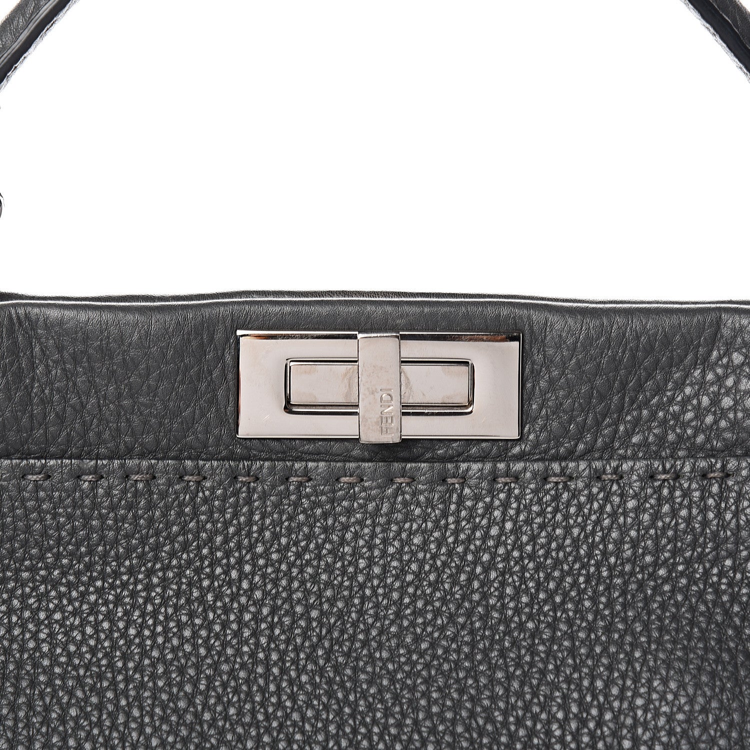 Fendi Cuoio Romano Selleria Bi-Color Large Peekaboo Iconic Satchel Asfalto Latte 10 of 10