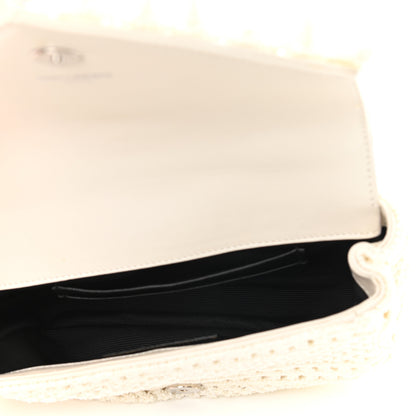 Saint Laurent Calfskin Crochet Baby Monogram Chain Satchel White 5 of 13