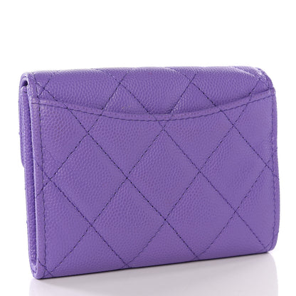 Chanel Caviar Quilted Flap Card Holder Wallet Purple 2 of 6