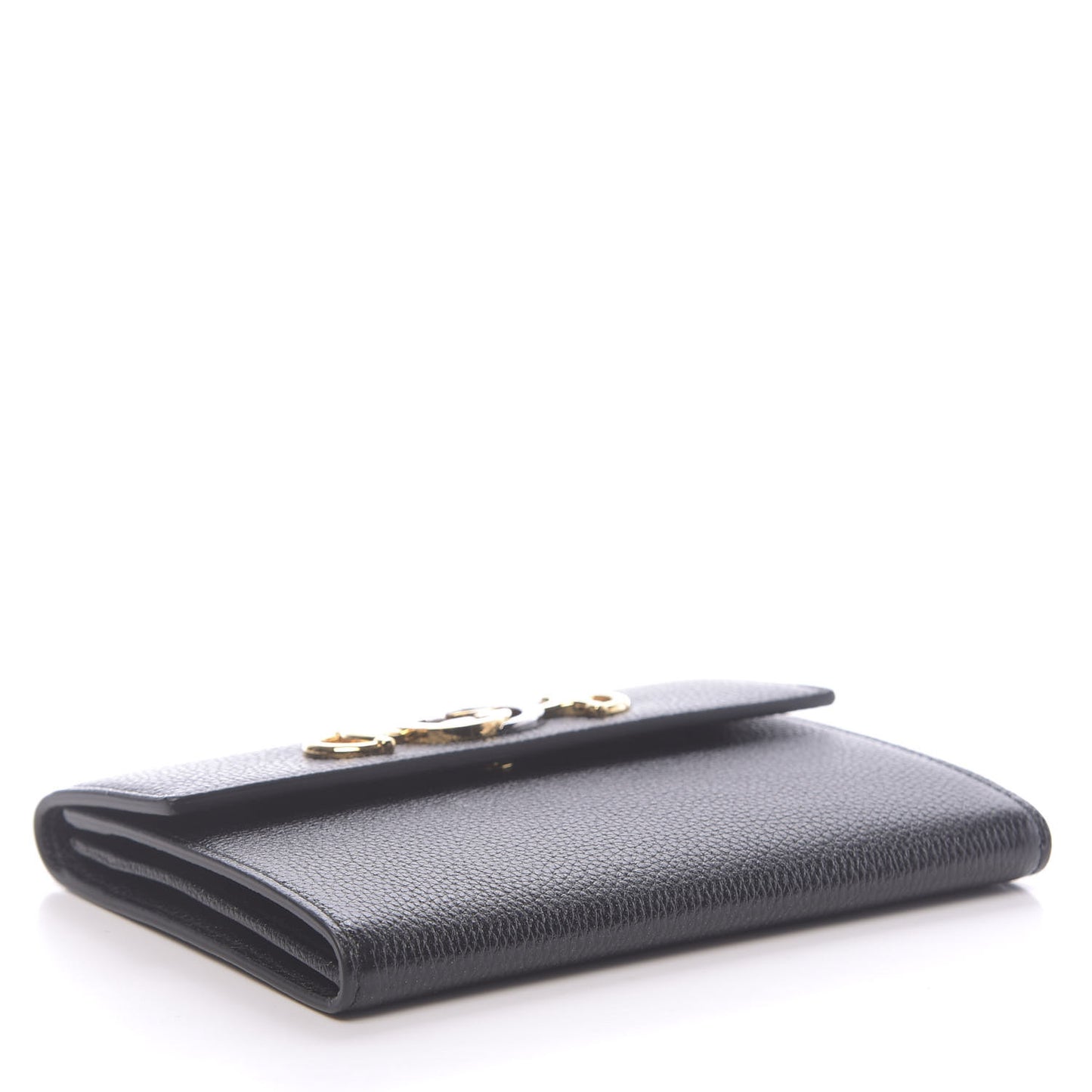 Grainy Calfskin Zumi Flap Card Case Black
