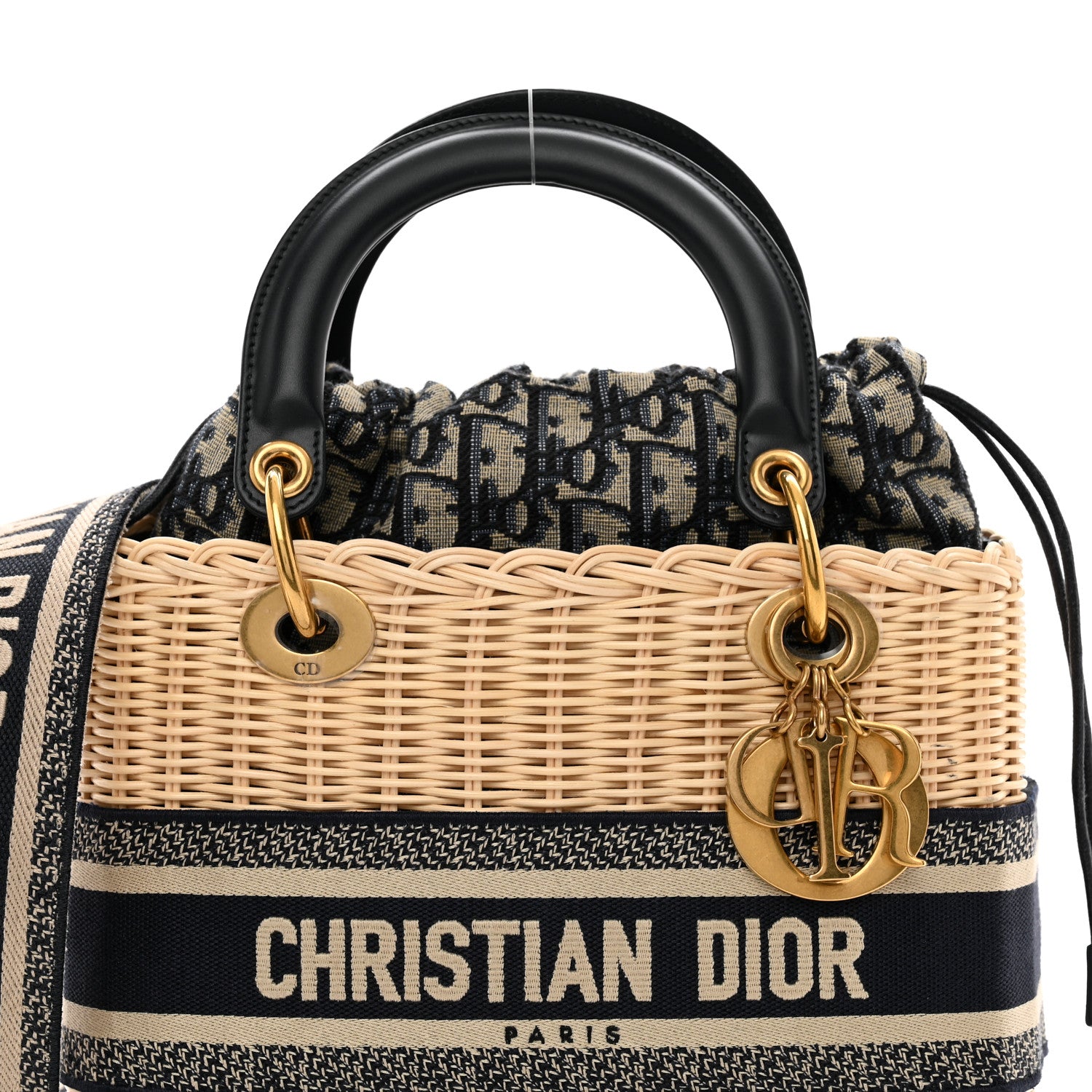 Christian Dior Wicker Oblique Medium Lady Dior Bag Blue 5 of 9