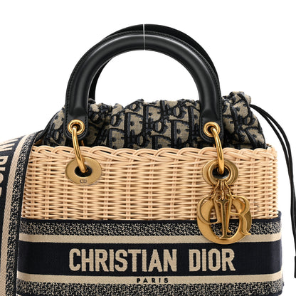 Christian Dior Wicker Oblique Medium Lady Dior Bag Blue 5 of 9