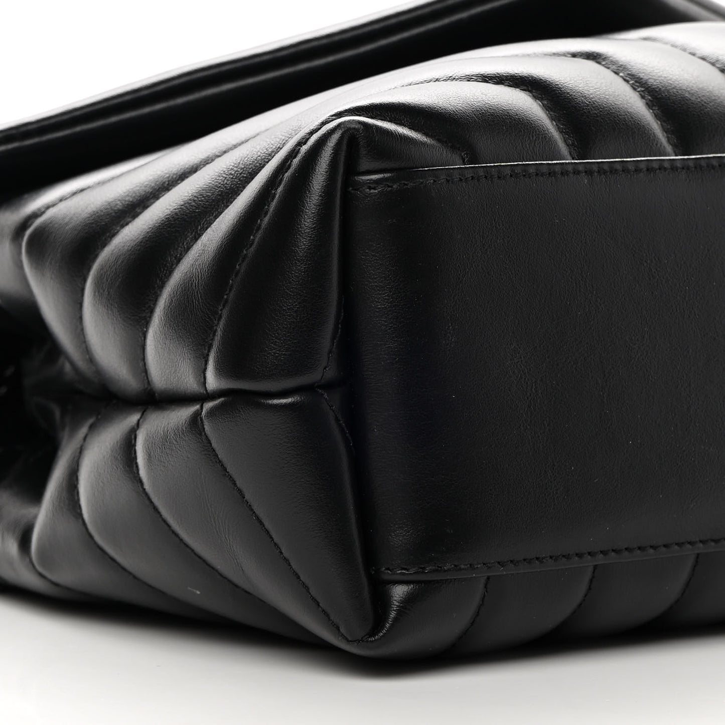 Calfskin Y Quilted Monogram Monochrome Small Loulou Chain Satchel Black