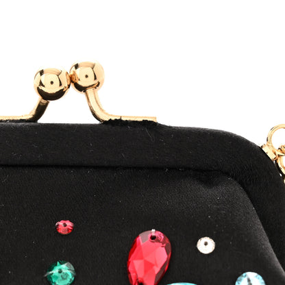 Dolce & Gabbana Satin Crystal Embellished Chain Clutch Black 10 of 11