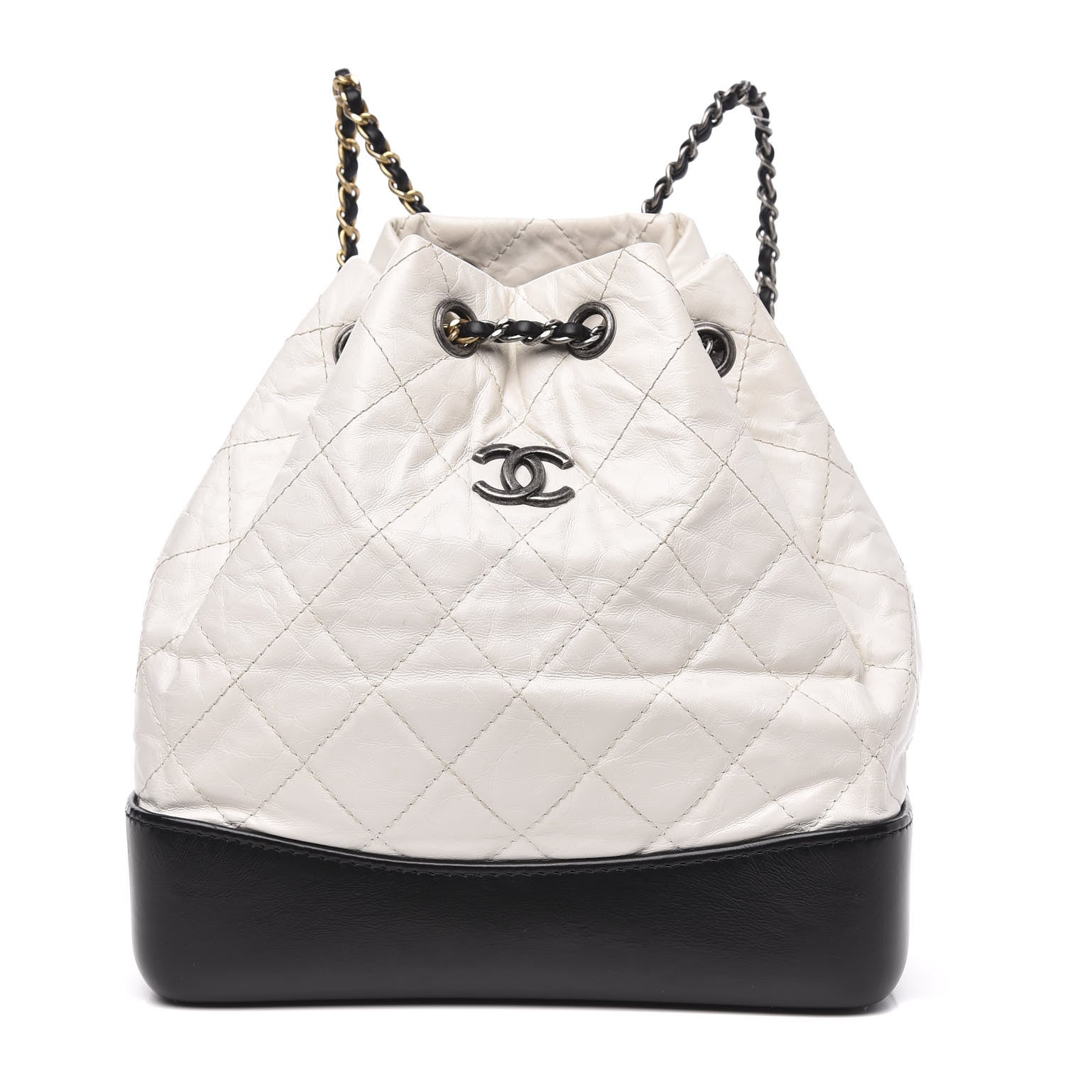 Chanel Aged Calfskin Quilted Small Gabrielle Backpack Black White 1 of 12