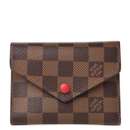 Louis Vuitton Damier Ebene Victorine Wallet Red 1 of 8