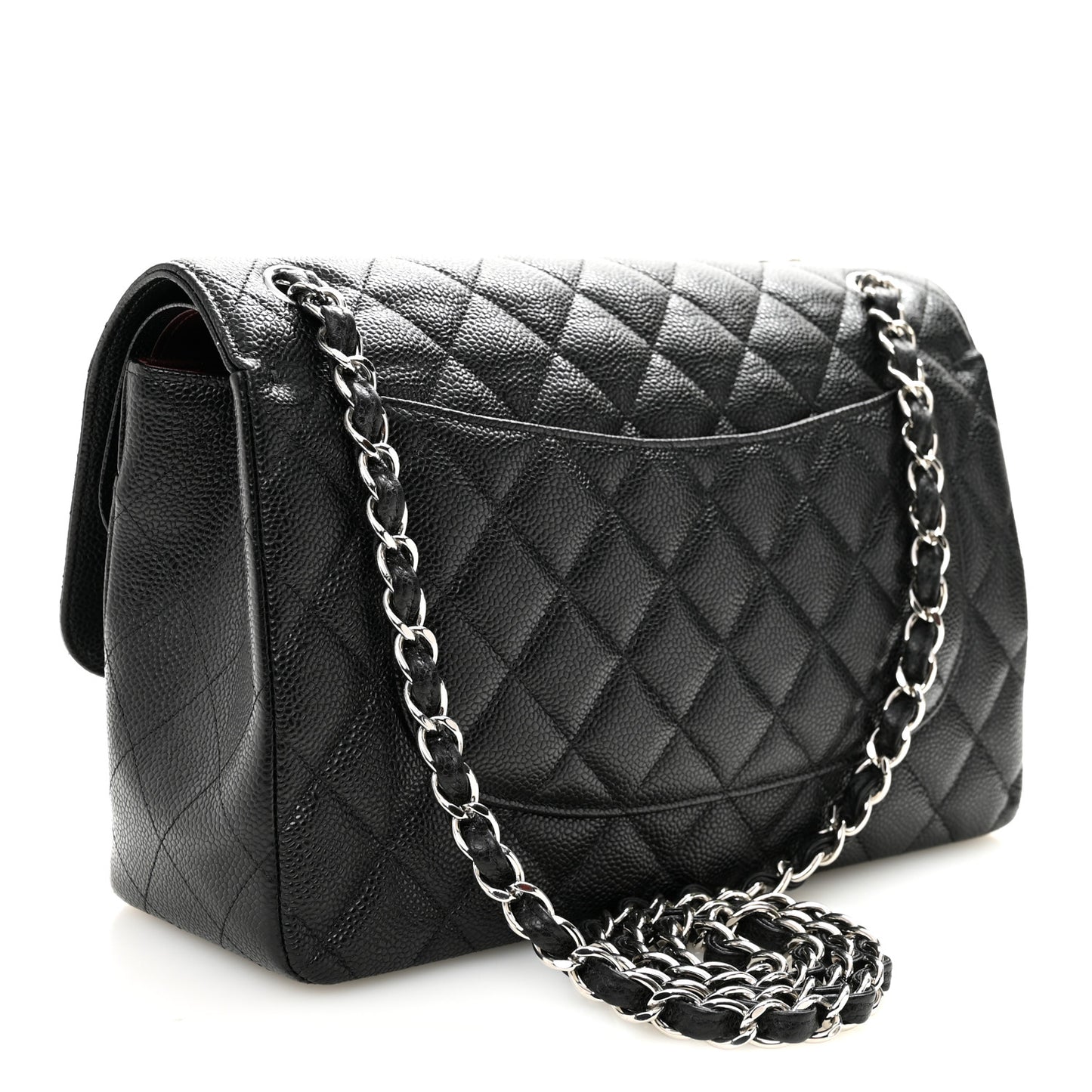 Caviar Quilted Jumbo Double Flap Black