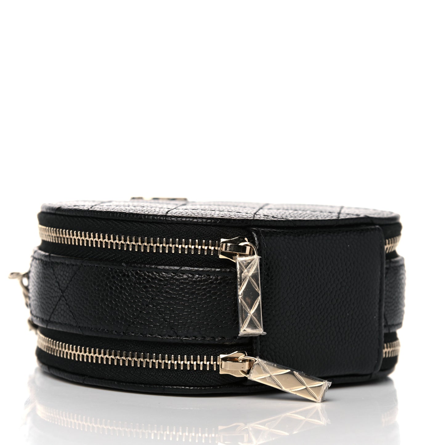 Caviar Quilted Round Handle With Care Vanity With Chain Black