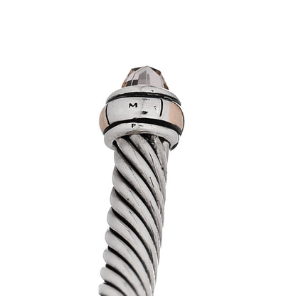 David Yurman Sterling Silver 18K Rose Gold Morganite 5mm Cable Classics Bracelet 4 of 4