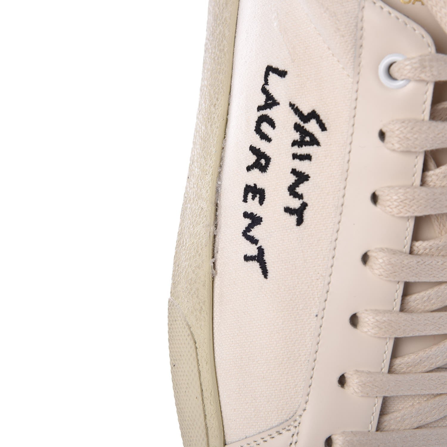 Saint Laurent Distressed Canvas Court Classic Sneakers 46 White 11 of 14