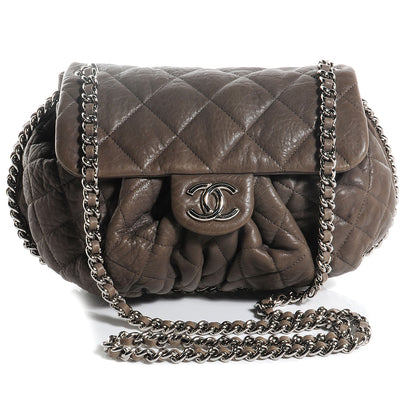Chanel Washed Lambskin Quilted Medium Chain Around Messenger Taupe 1 of 7
