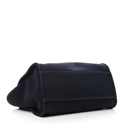 Chanel Lurex Canvas Medium Deauville Tote Navy Blue Gold 4 of 16