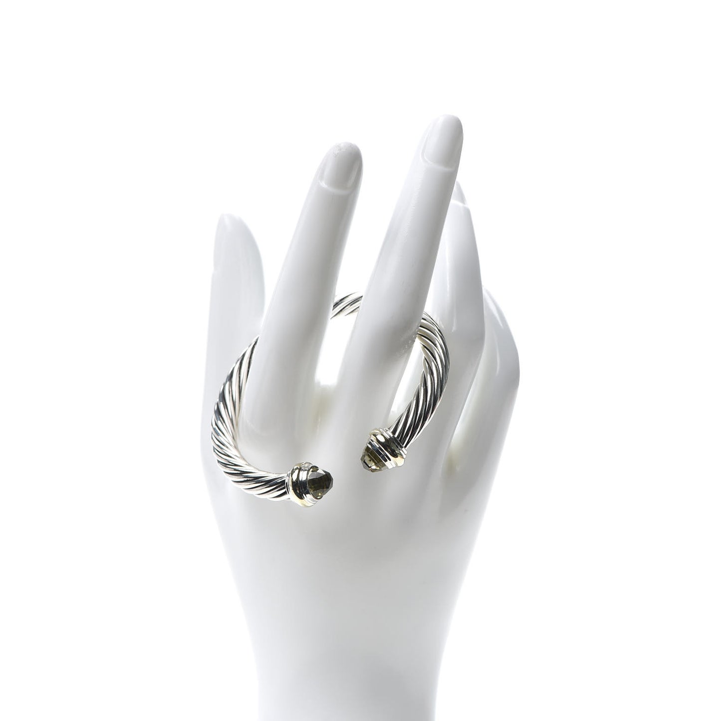 Sterling Silver 14K Yellow Gold Lemon Citrine 7mm Cable Classics Bracelet